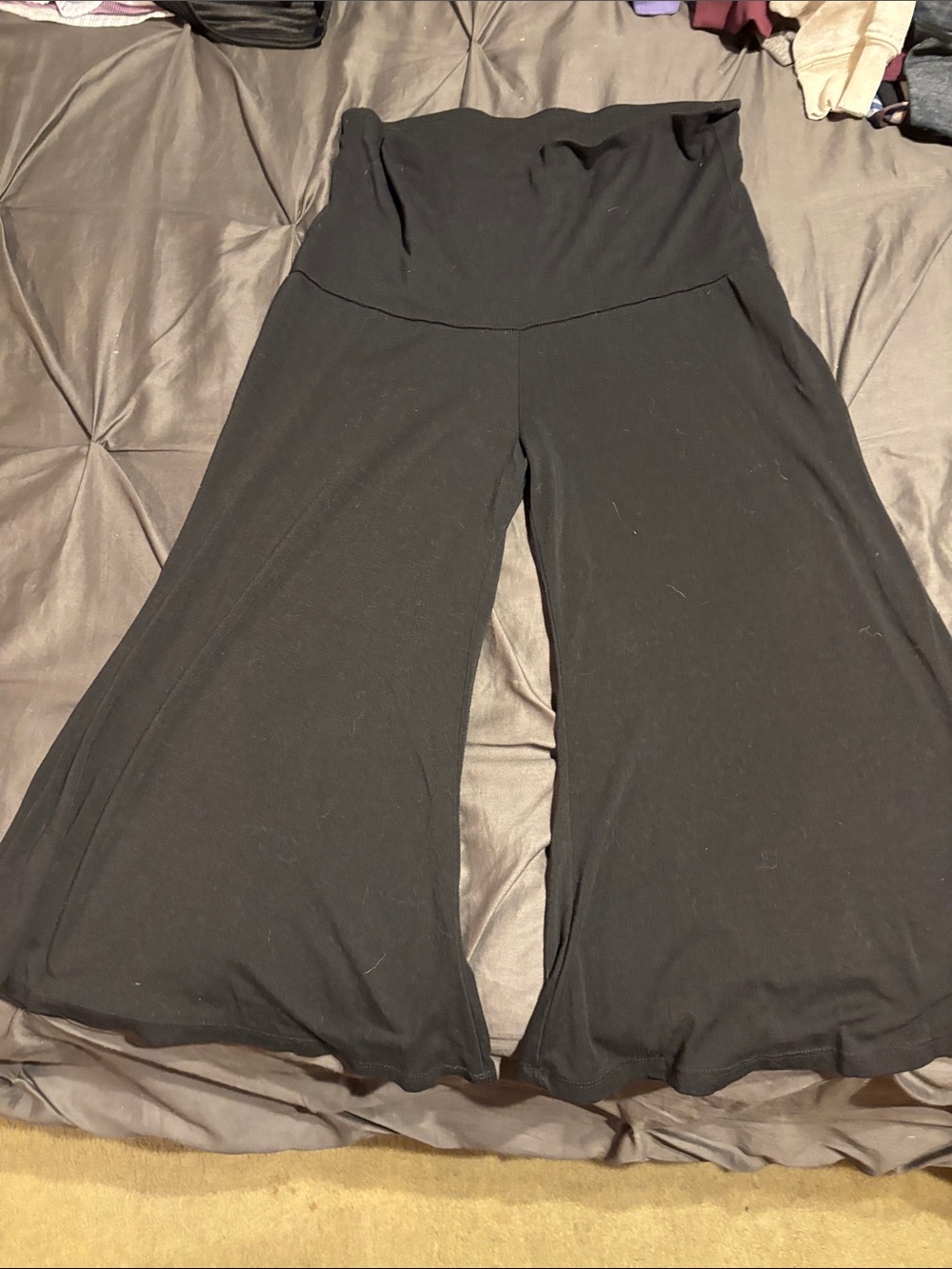 Charlotte Russe Black Wide-Leg Fold-Over Waist Gaucho Pants
